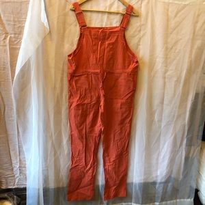 Orange Linen Jumpsuit